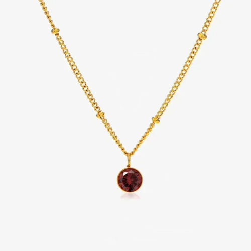 February Birthstone Necklace in 18k Gold Plated Stainless Steel