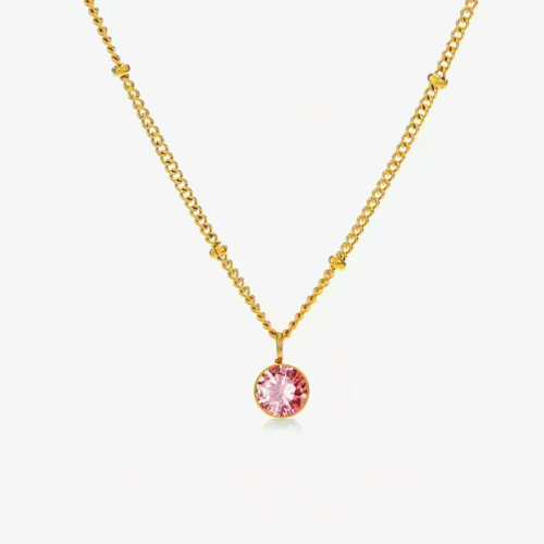 October Birthstone Necklace in 18k Gold Plated Stainless Steel