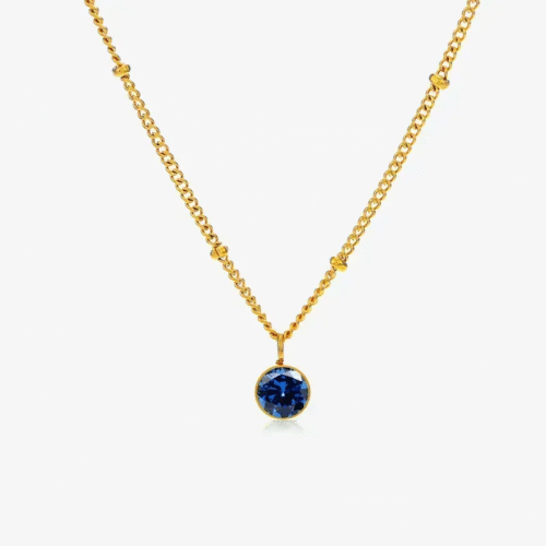 September Birthstone Necklace in 18k Gold Plated Stainless Steel