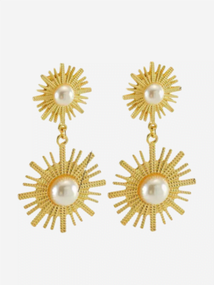 Sunburst Pearls Drop Earrings