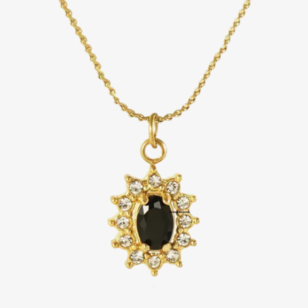 Black Sunflower Pendant Necklace