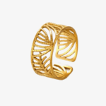 Bohemian Hollow Out Leaf Adjustable Open Ring
