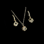 Hollow-Out Rubik Cube Earrings & Necklace Jewelry Set