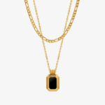Black Double Layered Pendant Necklace
