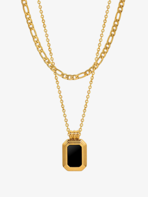 Black Double Layered Pendant Necklace