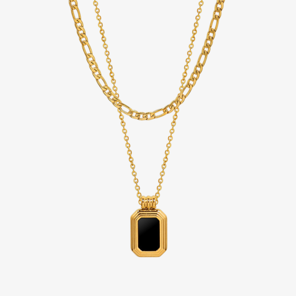 Black Double Layered Pendant Necklace
