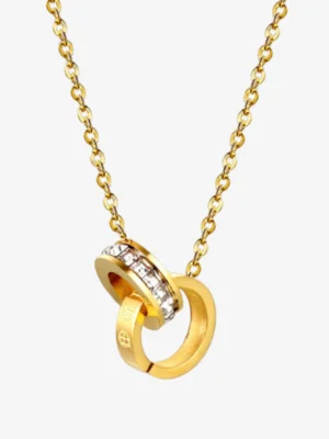 Roman Numerals Double Loop Pendant Necklace