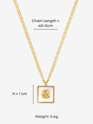 HAUTEHAUS-GRSPN [Golden Rose Square Pendant Necklace, with Measurements]