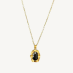 Oval Black Stone Pendant Necklace