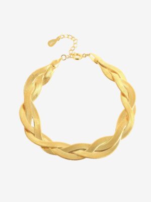 Three Strand Braid Flat Chain Bracelet