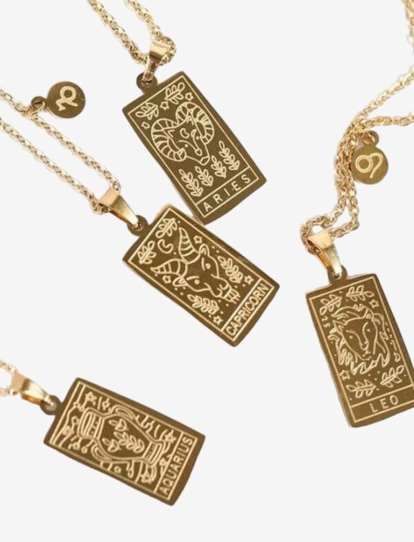 Zodiac Sign Engraved Pendant Necklace