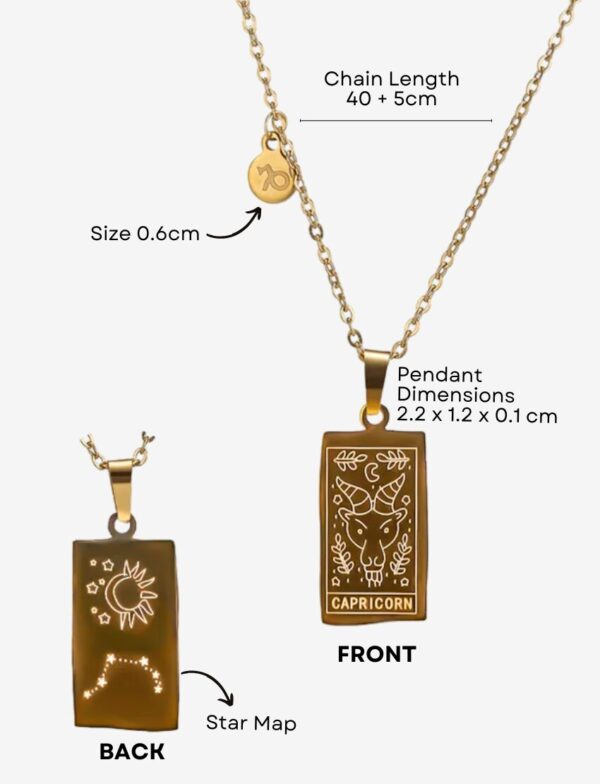 Zodiac Sign Engraved Pendant Necklace