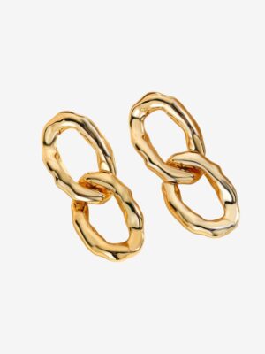 Hammered Double Chain Link Drop Earrings