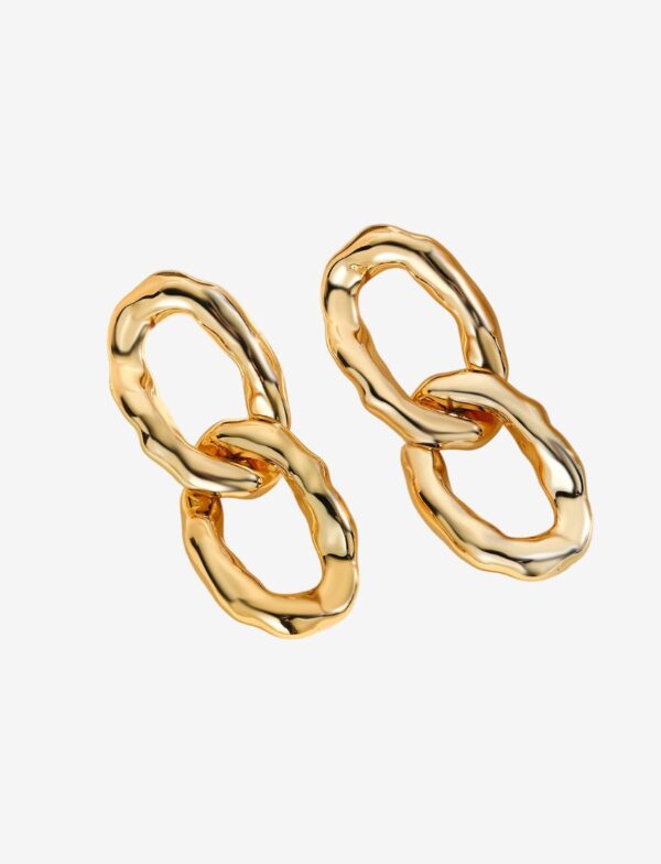 Hammered Double Chain Link Drop Earrings