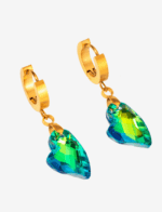 Green Heart Faceted Crystal Drop Earrings