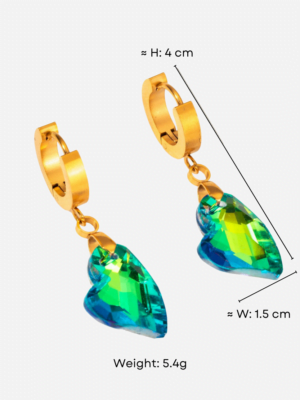 Haute Haus - Green Heart Faceted Crystal Drop Earrings