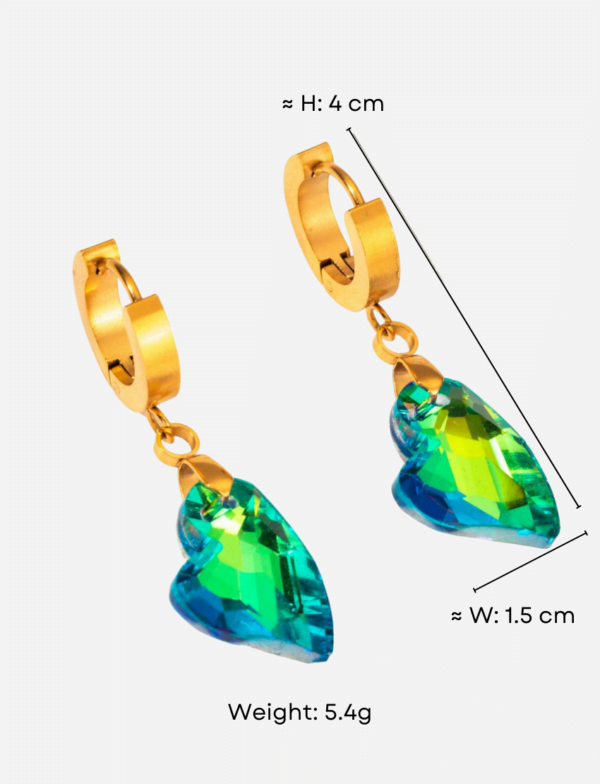 Green Heart Faceted Crystal Drop Earrings