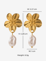 Magnolia Flower Pearl Drop Earrings