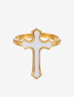 Gold Cross Adjustable Open Ring