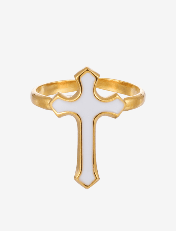 Gold Cross Adjustable Open Ring