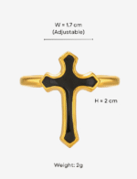 Gold Cross Adjustable Open Ring