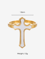 Gold Cross Adjustable Open Ring