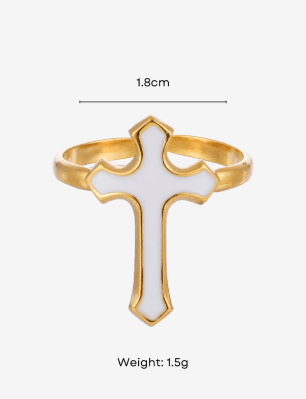 Gold Cross Adjustable Open Ring