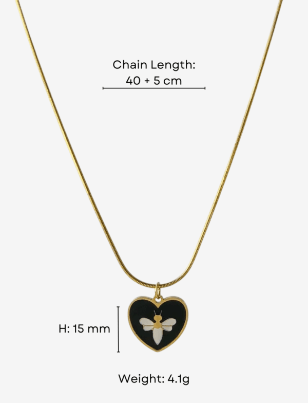 Bee & Black Heart Pendant Necklace