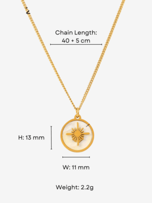 HAUTEHAUS-NSPN [North Star Pendant Necklace, in Gold with measurements]