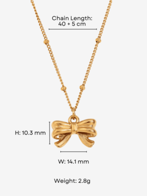 HAUTEHAUS-PBPN [Poppy Bow Pendant Necklace, in Gold Color, with measurmements]