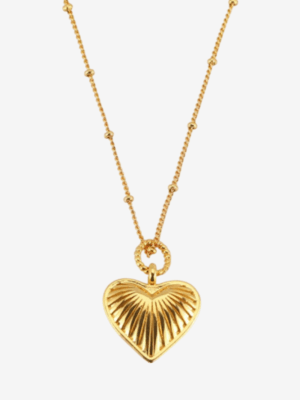 Retro Ridge Heart Pendant Necklace