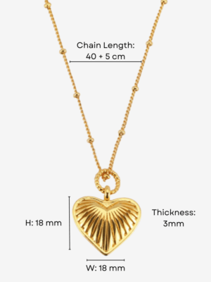 HAUTEHAUS-RRHPN [Retro Ridge Heart Pendant Necklace, with measurements]