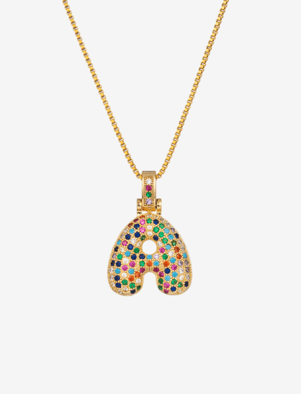 Color Burst Letter Pendant Necklace