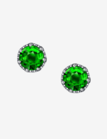 Emerald Cross Retro Stud Earrings