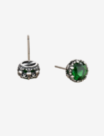 Emerald Cross Retro Stud Earrings