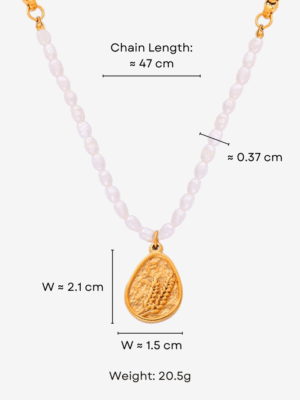 HAUTEHAUS-APWPN [Agnes Pearl Wheat Pendant Necklace, with measurements]