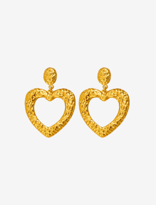 Heart Hoop Drop Earrings
