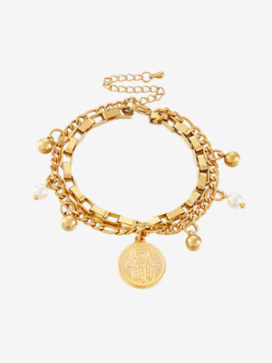 Hand of Fatima Double Chain Bracelet