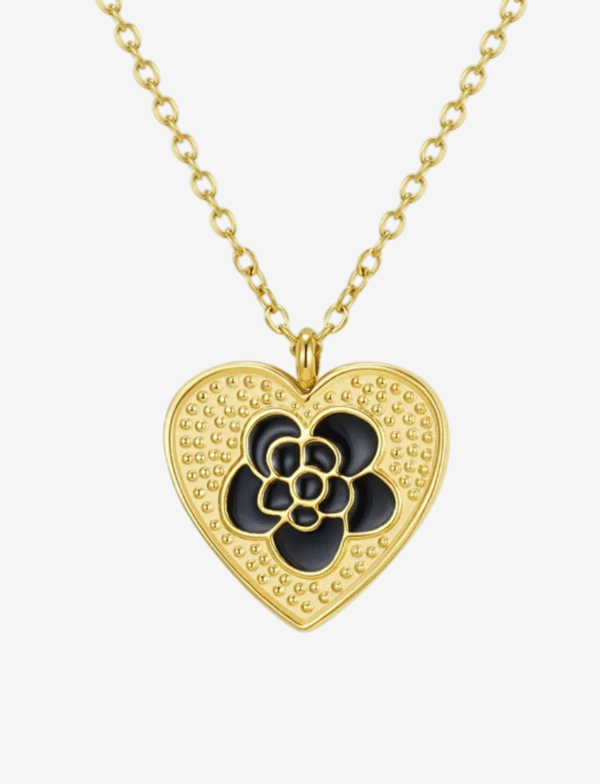 Midnight Rose Heart Pendant Necklace