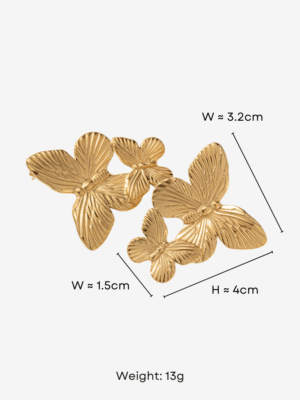 HAUTEHAUS-TBDE [Tethered Bufferflies Drop Earrings, with measurements]
