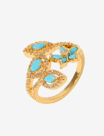 Summer Blue Floral Open Ring