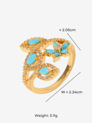 HAUTEHAUS-SBFOR[Summer Blue Floral Open Ring, with measurements]