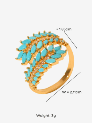 HAUTEHAUS-SBLOR[Summer Blue Laurel Open Ring, with measurements]