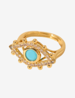 Turquoise Eye Adjustable Open Ring