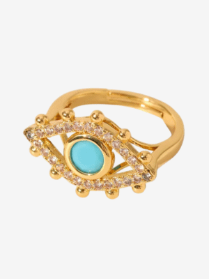Turquoise Eye Adjustable Open Ring