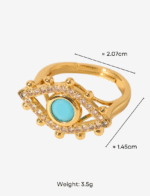Turquoise Eye Adjustable Open Ring