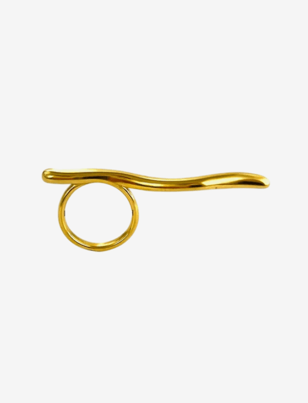 Gold Waveform Bar Ring