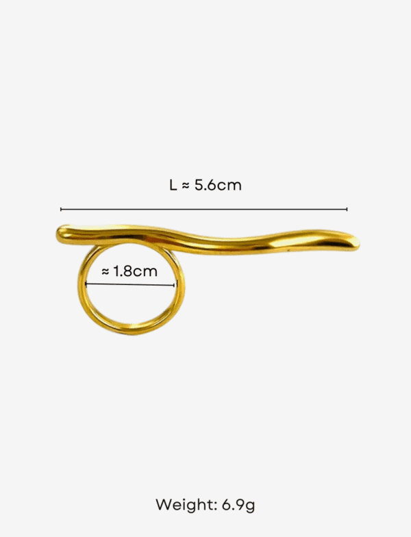 Gold Waveform Bar Ring