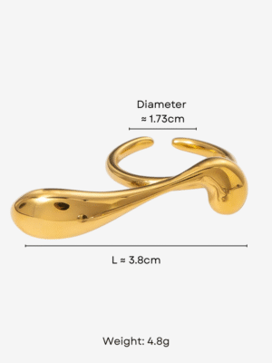 HAUTEHAUS-LWAORG [Liquid Wave Adjustable Open Ring, Gold with measurements]