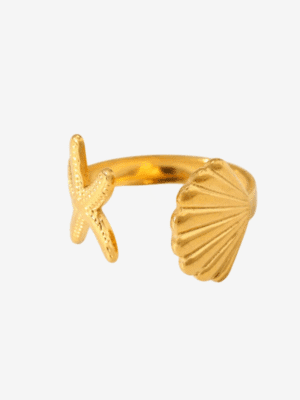 Shell & Starfish Adjustable Open Ring